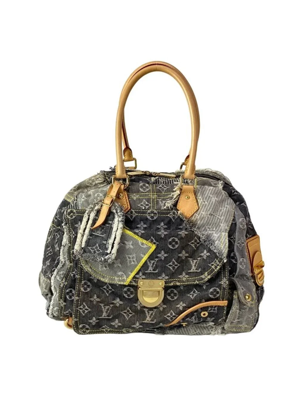 Louis Vuitton Shoulder Bag Monogram Denim Patchwork Bowie Black